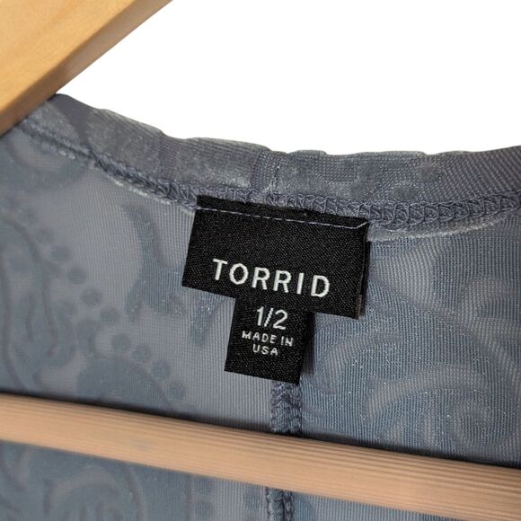 Torrid Sz 1/2 XL Blueish Gray Burnout Fringed Kimono Whimsigoth Witch Fairy SPOT - Picture 8 of 14